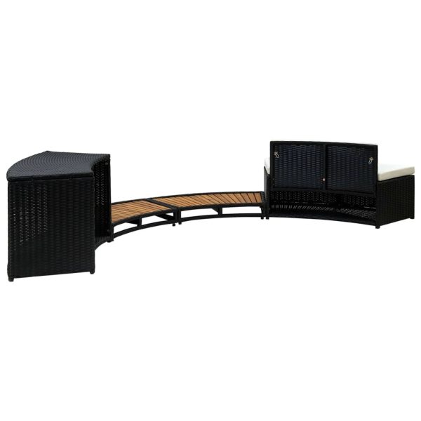 vidaXL Spa Surround Black Poly Rattan and Acacia Wood - MadeInUSA - Image 2