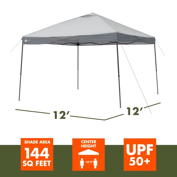 Ozark Trail 12' x 12' Instant Straight Leg Canopy for Camping - Gray - MadeInUSA - Image 5
