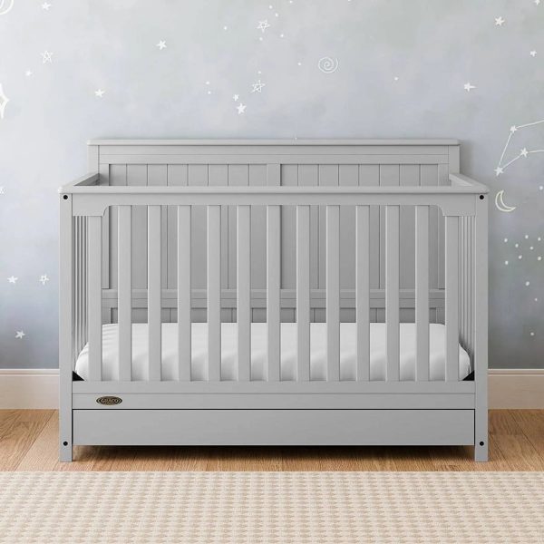 Graco Hadley 4-in-1 Convertible Crib with Drawer - Pebble Gray - MadeInUSA - Image 5