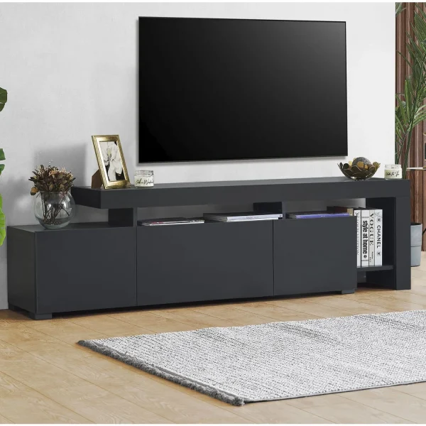 Atelier Mobili | Anthracite Gray Entertainment Center - Modern TV Stand for Up to 85"TVs - MadeInUSA - Image 2