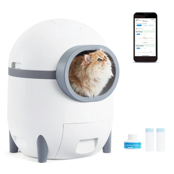Hommow Automatic Cat Litter Box, Self Cleaning Cat Litter Box with APP Control & Cleaning Kit - MadeInUSA