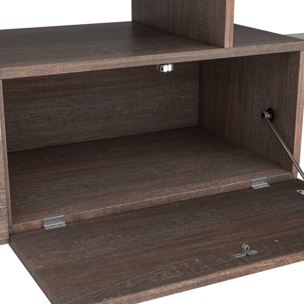 Modern TV Stand for 50 55 65 70 inch TV with 16 Color LED Lights, Brown & White - MadeInUSA - Image 3