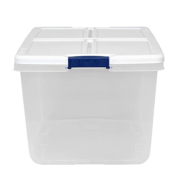 Hefty Medium 16.5Gallon 66Quart Clear Storage Container with White Lid Weatherproof Tote with Latching Lid - MadeInUSA - Image 7