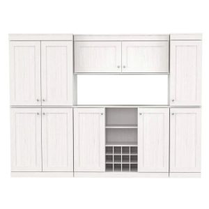 Inval Shaker-Style 4-Piece 95"W Buffet Storage Cabinet System, Washed Oak - MadeInUSA