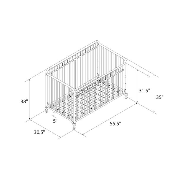 Little Seeds Raven Metal 3-in-1 Convertible Nursery Crib, Black - MadeInUSA - Image 5