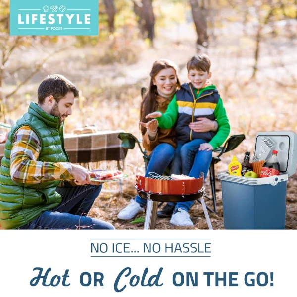 Lifestyle 34-Quart Electric Cooler/Warmer with Dual AC and DC Power Cords (Blue) - MadeInUSA - Image 2