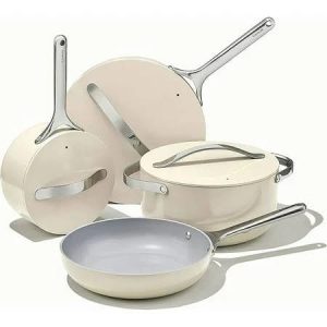 Caraway Nonstick Ceramic Cookware Set (12 Piece) Pots Pans Lids and Kitchen Storage - Non Toxic PTFE & PFOA Free - Oven Safe & Compatible with All - MadeInUSA