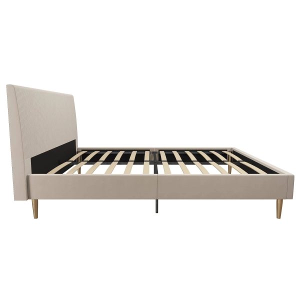 Mr. Kate Daphne Upholstered Modern Platform Bed - Ivory Velvet - Queen - MadeInUSA - Image 2