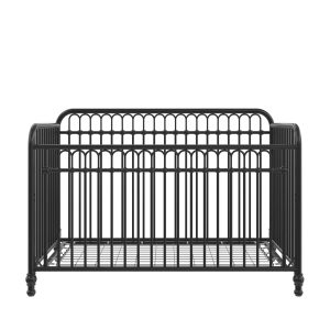 Little Seeds Raven Metal 3-in-1 Convertible Nursery Crib, Black - MadeInUSA