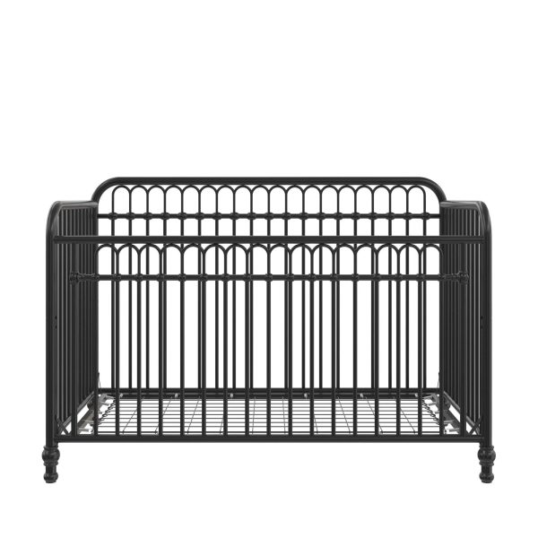 Little Seeds Raven Metal 3-in-1 Convertible Nursery Crib, Black - MadeInUSA