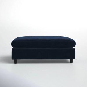Navy Blue Velvet for the Main Body and 45.3" Wide Rectangular Standard Ottoman Joss in Fleetwood - MadeInUSA