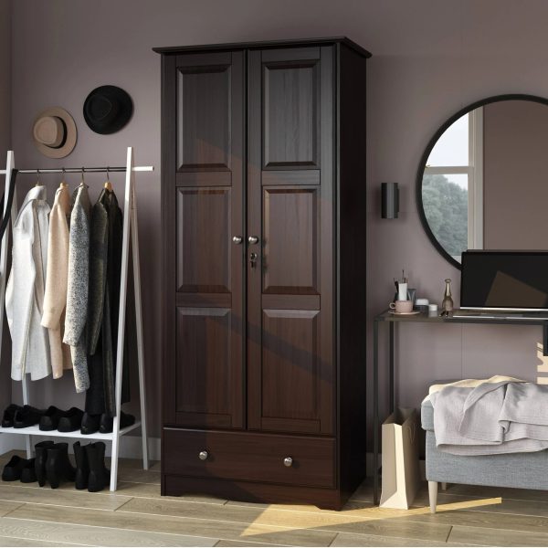 Palace Imports 5643 Flexible Mocha Solid Wood Wardrobe - MadeInUSA - Image 2
