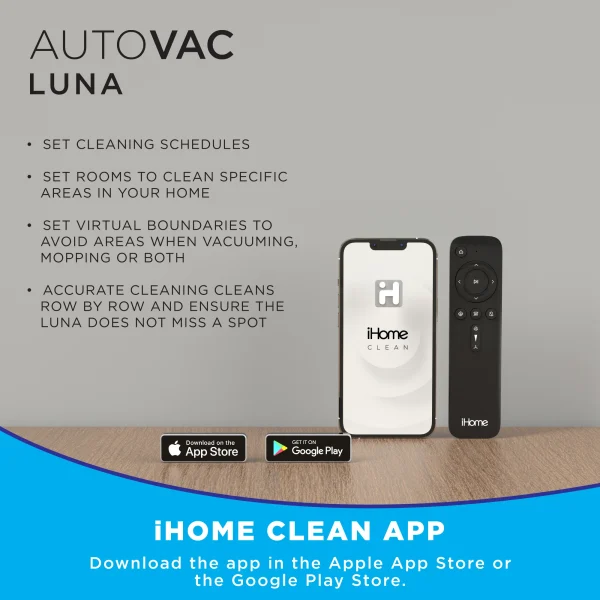 iHome AutoVac Luna 2-in-1 Front LIDAR Robot Vacuum and Vibrating Mop, Strong Suction - MadeInUSA - Image 7