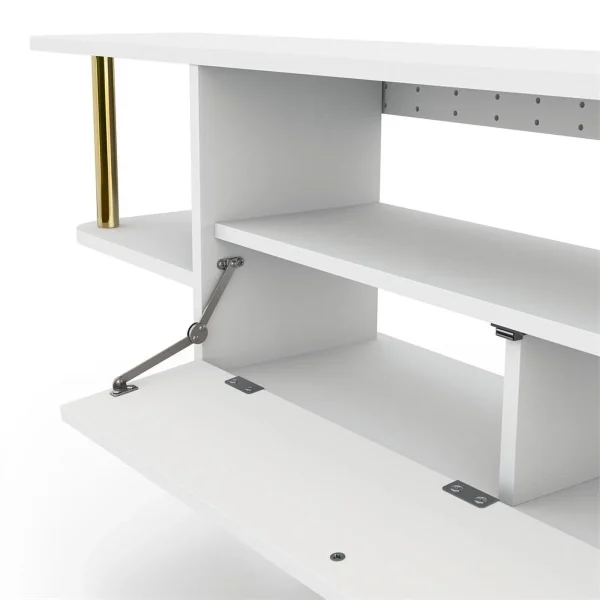 Furniture of America Haft Wood 63"Length Floating TV Console in White - MadeInUSA - Image 10