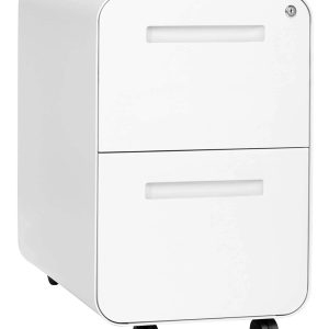 Laura Davidson Furniture Stockpile 2-Drawer Modern Mobile File Cabinet, Commercial-Grade (White) - MadeInUSA