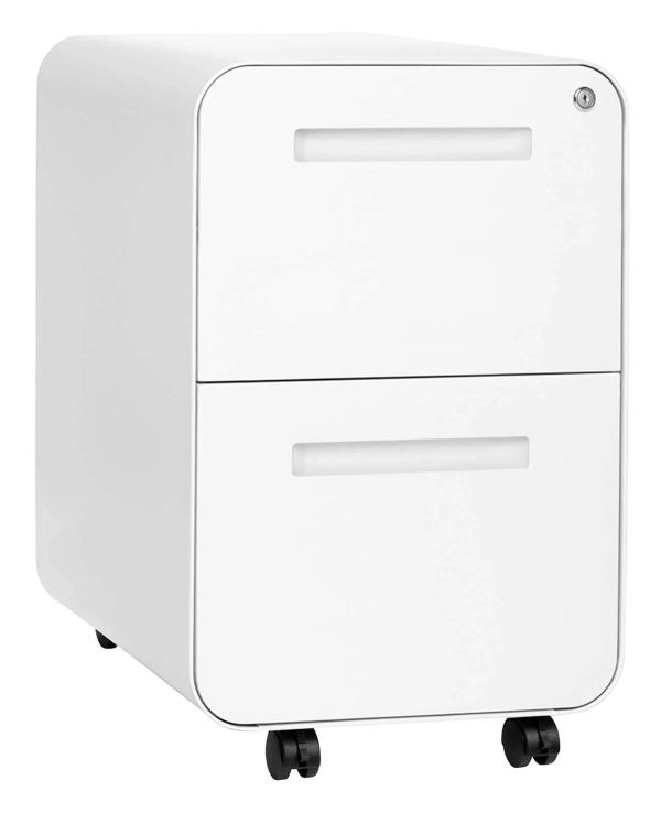 Laura Davidson Furniture Stockpile 2-Drawer Modern Mobile File Cabinet, Commercial-Grade (White) - MadeInUSA