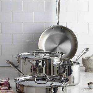 All-Clad Stainless Steel 7 Piece Cookware Set - MadeInUSA