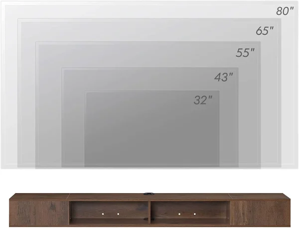 FDIGLUL 70in TV Stand Entertainment Center Media Console  Wall Mounted  Media Console Cabinet for  for 65/70/75 Inch TVs  Brown - MadeInUSA - Image 7
