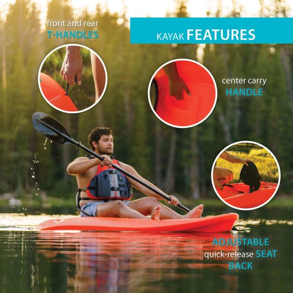Lifetime Hydros 8'5" Sit-On-Top Kayak (Paddle Orange - MadeInUSA - Image 8