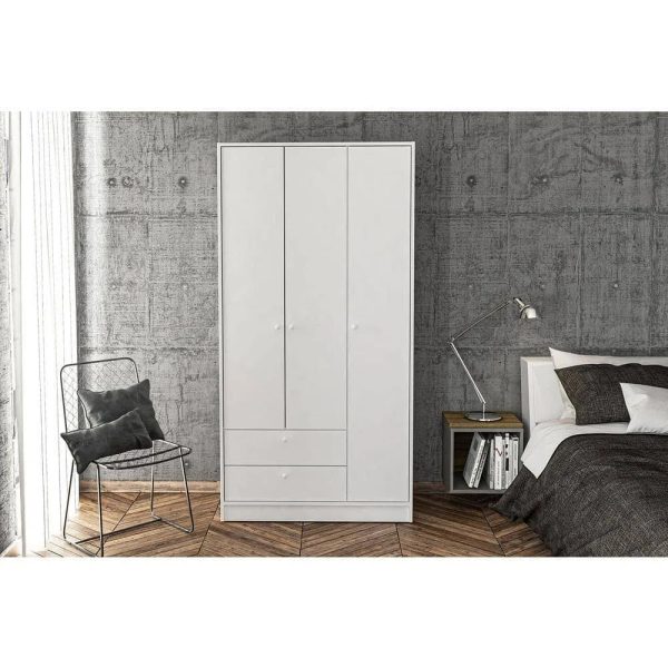 Cambridge 3 Door and 2 Drawer Wardrobe White - Chique - MadeInUSA - Image 3