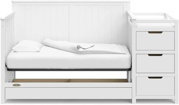 Graco Hadley 4-in-1 Convertible Crib and Changer with Drawer (White) - MadeInUSA - Image 5