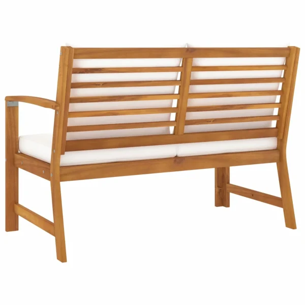Anself Outdoor Bench with Cushion and Left Armrest Patio Porch Chair Acacia Wood for Backyard, Balcony, Park, Lawn, School Playground, College 45.1 x 23.8 x 31.9 Inches (W x D x H) - MadeInUSA - Image 4