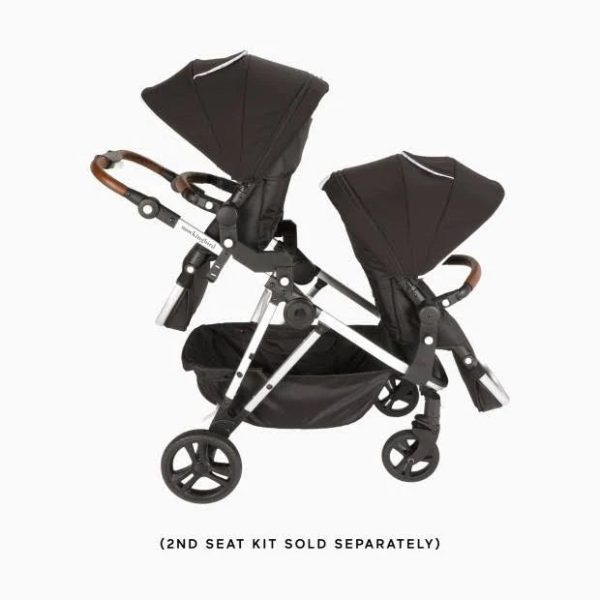 Mockingbird Single-to-Double Stroller 2.0 in Black/Watercolor Canopy/Penny Leather - MadeInUSA - Image 3