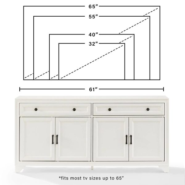 Crosley Tara Distressed White Sideboard - MadeInUSA - Image 8