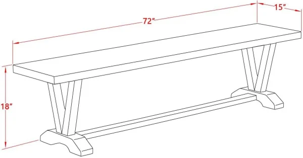 VB027 V-Style Modern Dining Bench With Wood Seat, 72X15x18 Inch - MadeInUSA - Image 4