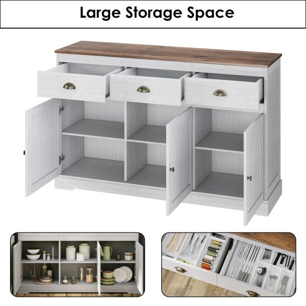Homfa Sideboard Storage Cabinet with 3 Drawers & 3 Doors, 47.2'' Wide - MadeInUSA - Image 2
