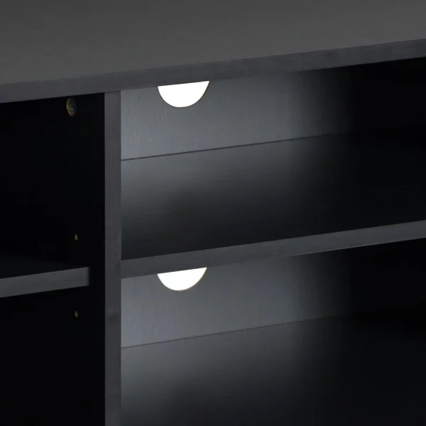 CorLiving Hollywood 3-Shelf Engineered Wood TV Stand for TVs up to 85"in Black - MadeInUSA - Image 2