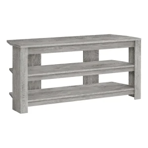 Tv Stand, 42 Inch, Console, Media Entertainment Center, Storage Shelves, Living Room, Bedroom, Grey Laminate, Contemporary, Modern - MadeInUSA