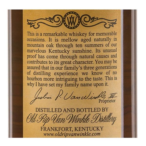 Old Rip Van Winkle's 10 Year Bourbon - 750 ml bottle - MadeInUSA - Image 2