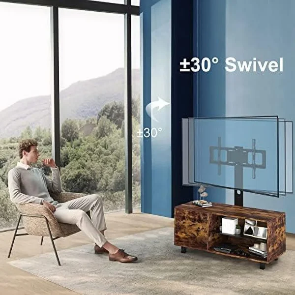 FDIGLUL Modern TV Stand for TVs up to 65 Inch with Single Door  Entertainment Center with Glass    TV Console with  Cabinet for Living Room  Rustic Brown - MadeInUSA - Image 5