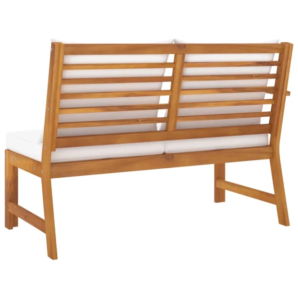 Anself Outdoor Bench with Cushion and Right Armrest Patio Porch Chair Acacia Wood for Backyard, Balcony, Park, Lawn, School Playground, College 45.1 x 23.8 x 31.9 Inches (W x D x H) - MadeInUSA - Image 4