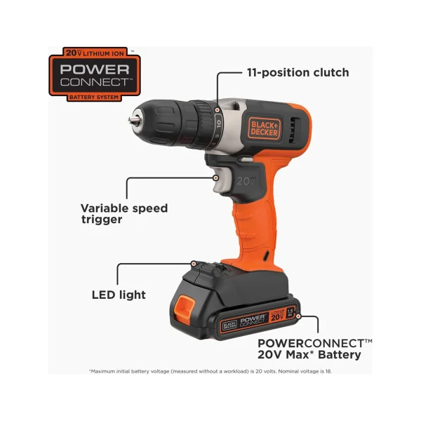 Black & Decker 20 Volt 4-Tool Kit with Drill, Circular Saw, Reciprocating Saw, and Work Light, BD4KITCD7CSRSL - MadeInUSA - Image 4