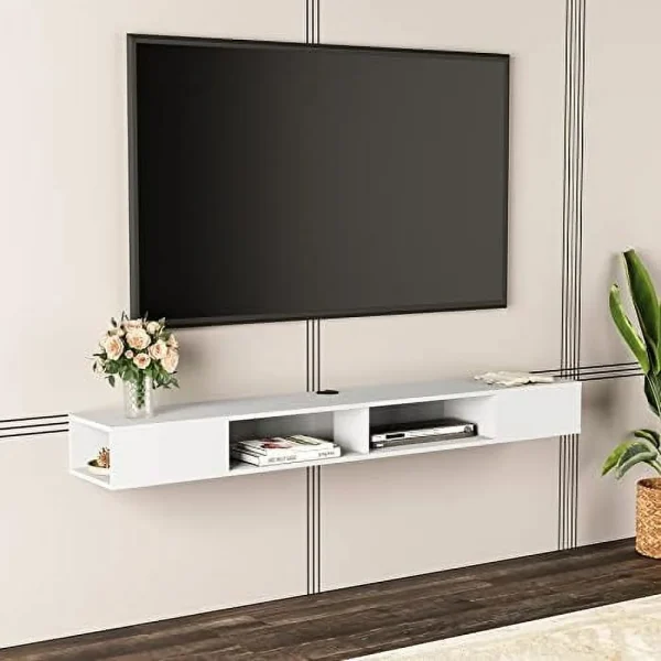 TQNLKGZ 70 inch Floating TV  for Under TV  Floating TV Stand for 75 TVs  Wall Mount Media Console TV Stand with  for Living Room Bedroom  Black - MadeInUSA