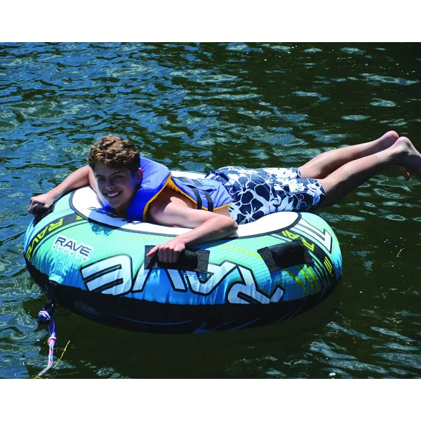 Blade 54 Inch 1 Rider Inflatable Boat Towable Water Ski Tube w/ 4 Handles, Blue - MadeInUSA - Image 6