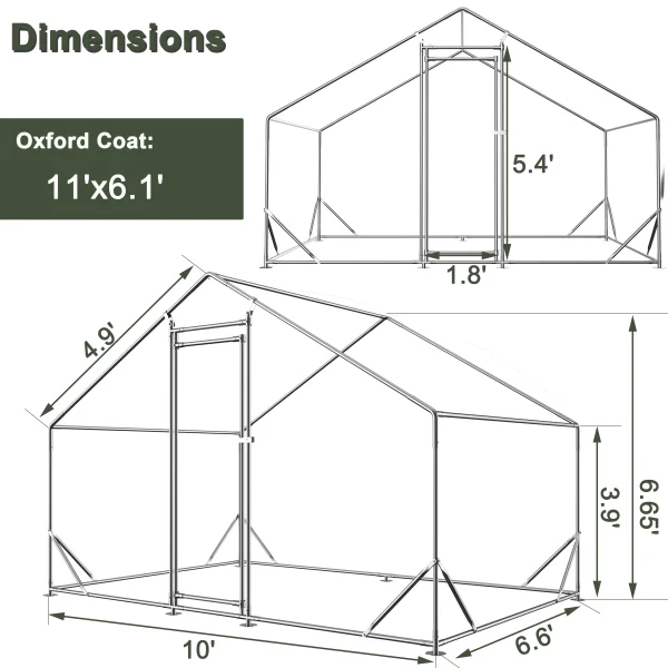 Ufurpie Large Metal Chicken Coop,Walk-in Chicken Run,Galvanized Wire Poultry Chicken Hen Pen Cage,Rabbits Duck Cages with Waterproof and Anti-Ultraviolet Cover for Outside - MadeInUSA - Image 5