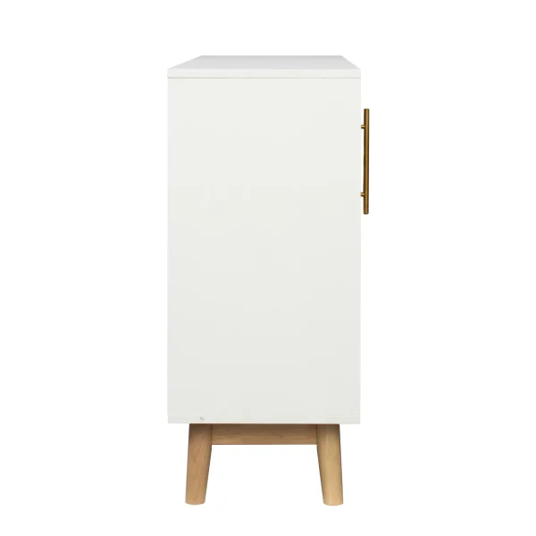 LANTRO JS Multi-purpose storage cabinet with display stand and door, entrance channel, modern buffet or kitchen sideboard, TV cabinet, white and oak - MadeInUSA - Image 3