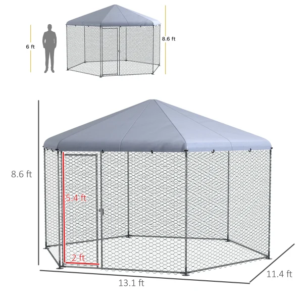 PawHut 13.1 ft x 11.4 ft Chicken Coop for 10-15 Chickens, Ducks, Rabbits - MadeInUSA - Image 7
