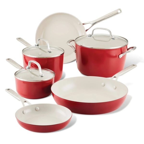 KitchenAid Hard Anodized Ceramic Nonstick Cookware Set 9 Piece - Pistachio - MadeInUSA - Image 5