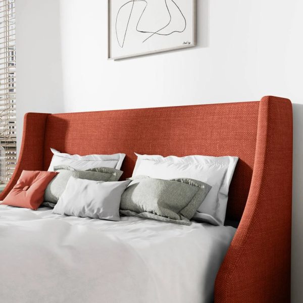 Bowdoin Upholstered Wingback Platform Bed Mercury Row Size: Queen, Color: Burnt Orange - MadeInUSA - Image 6