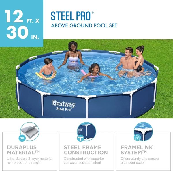 Bestway Steel Pro 12' x 30" Round Above Ground Pool Set - MadeInUSA - Image 2