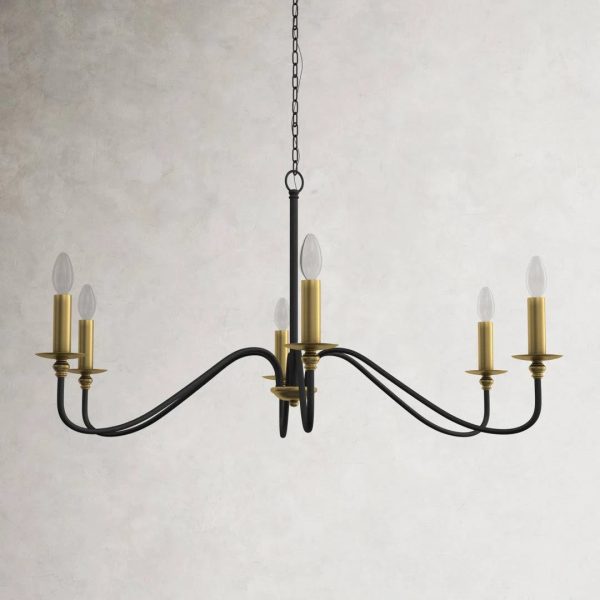 Ableton 6 - Light Candle Style Classic / Traditional Chandelier Birch Lane Finish: Black/Brass, Size: 25" H x 48" W x 48" D - MadeInUSA - Image 2