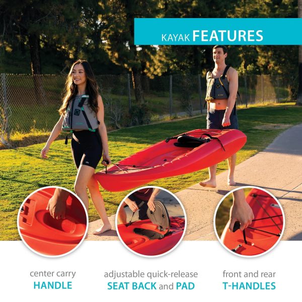 Lifetime Hydros 101 Kayak, Fire Red (91234) - MadeInUSA - Image 6