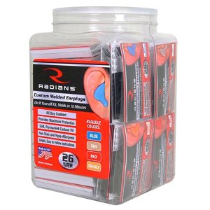 Custom Molded Earplugs 32 Count Jar 8 of each color NRR26 - MadeInUSA