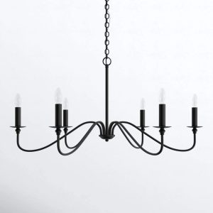 Ableton 6 - Light Candle Style Classic / Traditional Chandelier Birch Lane Finish: Matte Black, Size: 19" H x 36" W x 36" D - MadeInUSA