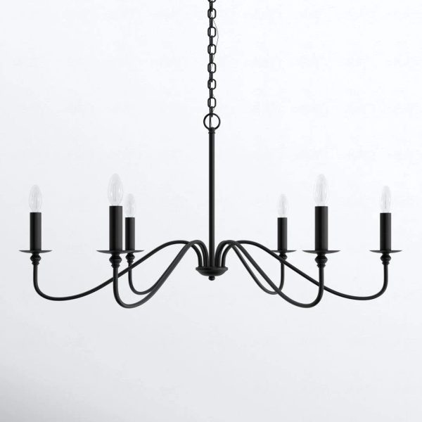 Ableton 6 - Light Candle Style Classic / Traditional Chandelier Birch Lane Finish: Matte Black, Size: 19" H x 36" W x 36" D - MadeInUSA