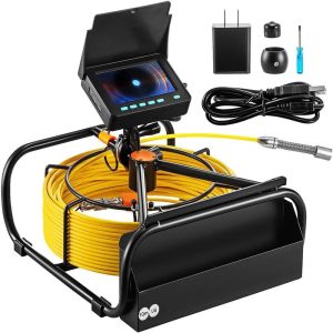 VEVOR Sewer Camera, 32.8ft 4.3-in Screen, Pipeline Inspection Camera with DVR Function and Snake Cable, Waterproof IP68 Borescope w/LED Lights - MadeInUSA